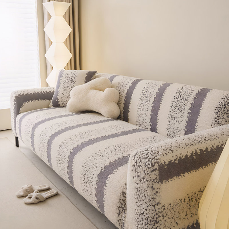 Housse pour canapé en peluche Winter, L 90 po x P 35 po, Gris