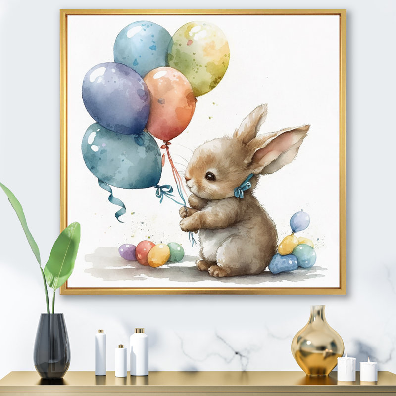 Nursery Bunny Childrens Dream - imprimé, H 36 po x l 36 po x P 1,5 po, Cadre flottant doré
