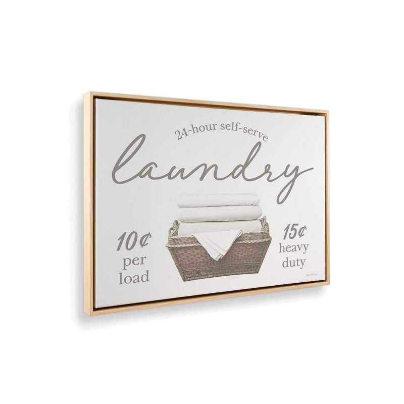 «Self Serve Laundry» par impression d'art à lettres et doublée, Framed Canvas, Tan, L 16 po x H 12 po