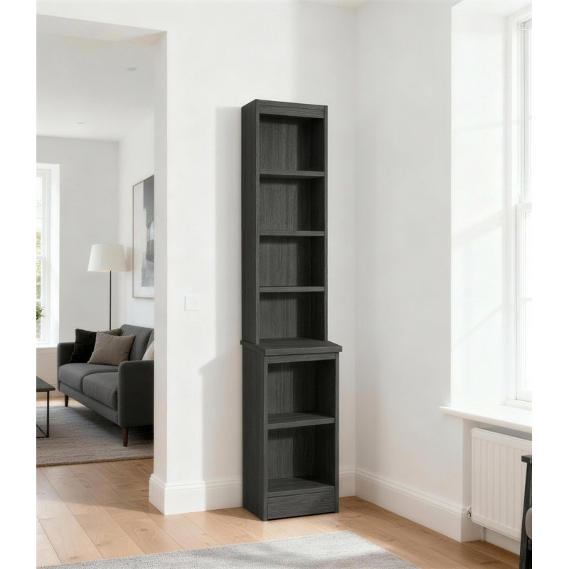 Brendaly 182cm H x 30cm W Standard Bookcase, Black Havana