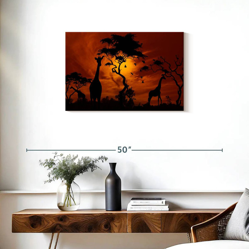 Brampt silhouette de girafes d'Afrique, H 20 po x l 30 po