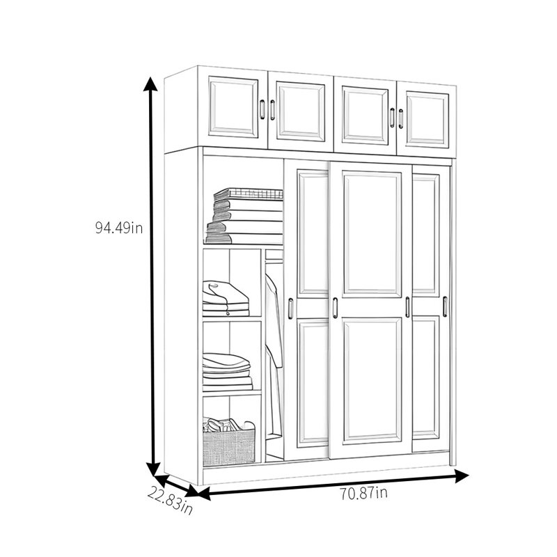 Garde-robe simple et pratique, H 94,49 po x l 70,87 po x P 22,83 po