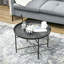 Table basse ronde de 24 po avec plateau martelé, table centrale en métal rétro pour le salon, la chambre à coucher, la table d'appoint et l'étain