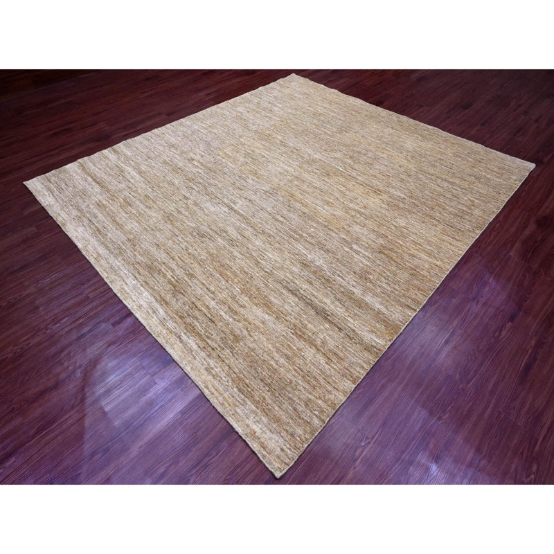 Tapis carré brun en laine filé à la main 8 pi x 9 pi Ghazni 07E57964E4914C0B8B899E9087A30355