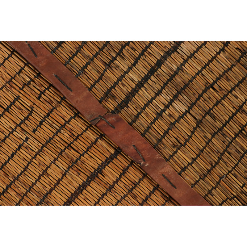 Vintage Tuareg Mat Runner, Warm And Rich Gold And Brown Stripes - Rug & Kilim