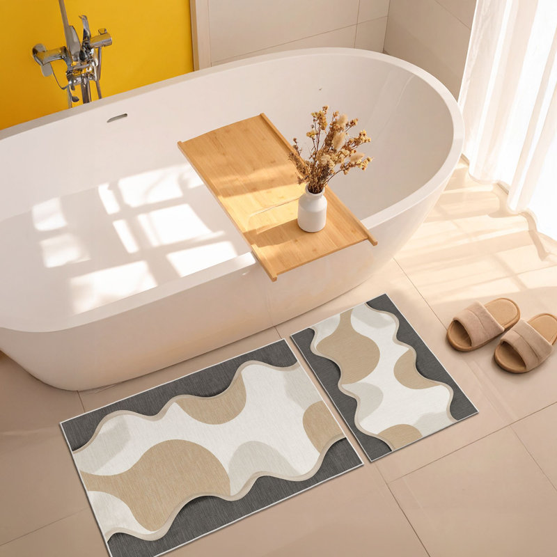 Ultra-Soft Bathmat Set (2 Pieces), Beige, 19.7 x 23.6 inches & 23.6 x 39.4 inches | 100% Polyester, 650 g/m², 0.2 in Pile Height | Non-Slip Dot Base, Machine Washable, Perfect for Bathroom Comfort & Safety