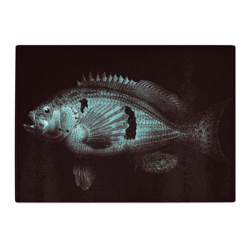 Tempered Glass a Fish Chopping Board, 39 cm W x 28.5 cm L