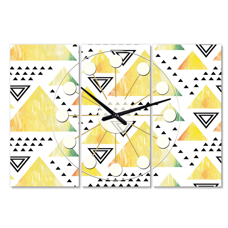 Très grande horloge murale rétro triangulaire iv Mid-Century