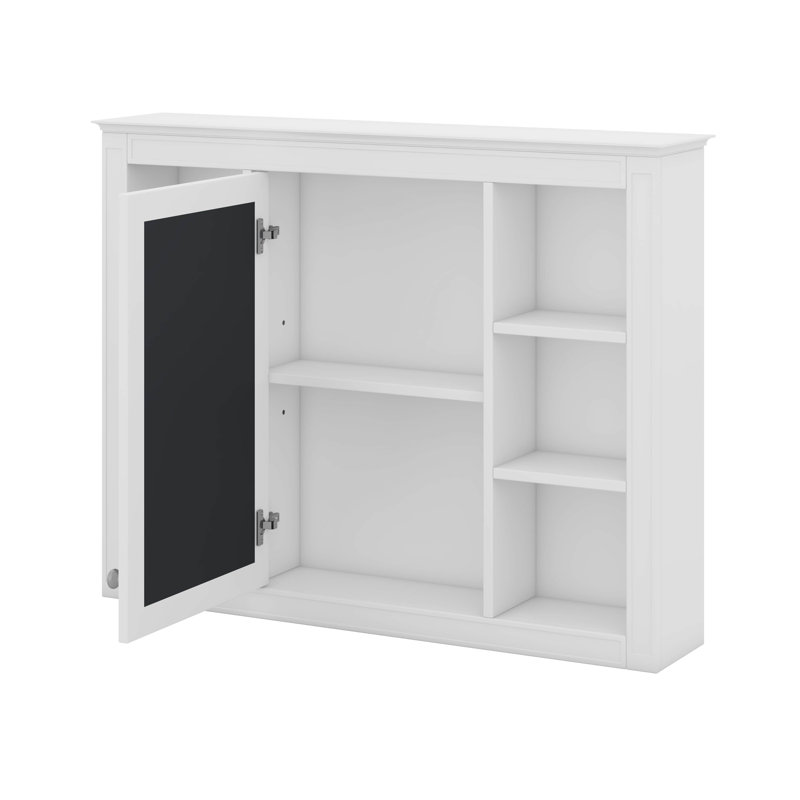 Armoire à pharmacie murale avec miroir et 6 tablettes ouvertes, Blanc
