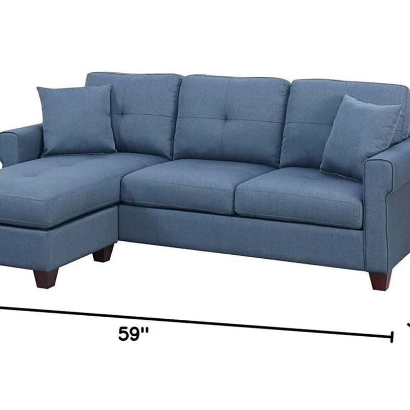 Canapé modulaire réversible en polyfibre capitonné, Tissu bleu