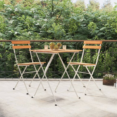 Virgina 3 Piece Folding Bistro Set Solid Wood Acacia and Steel