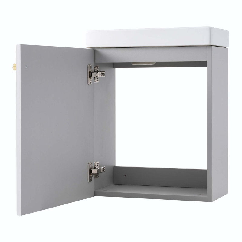 Meuble-lavabo simple 15,94 po avec plateau en céramique Aarvik, Gris