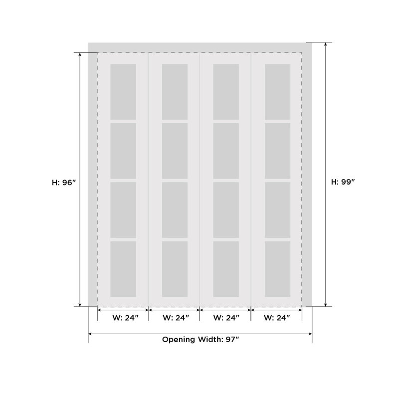 Portes coulissantes doubles pliantes | Blanc ESSENTIEL 1233 | Ensemble de quincaillerie pour moulures robustes | Portes de garde-robe de chambre en bois massif