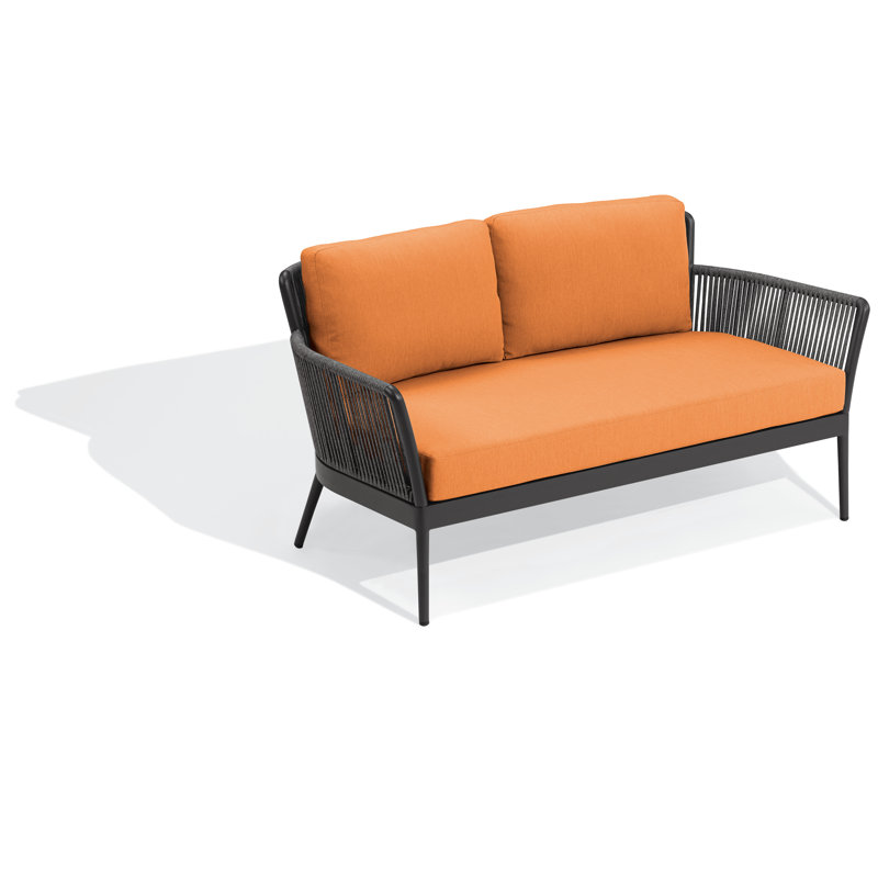 Nette 60.5" Wide Outdoor Loveseat with Cushions, Tangerine, No