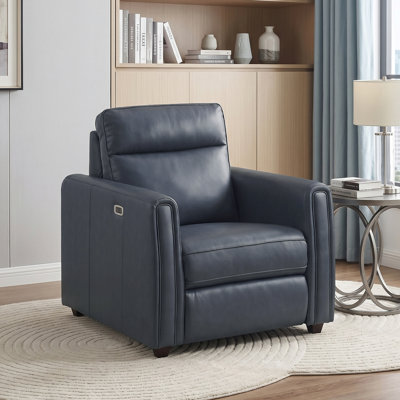 Fauteuil inclinable électrique moderne et contemporain en similicuir de 34 po Seavey avec accoudoirs arrondis, charge USB intégrée et conception murale zéro
