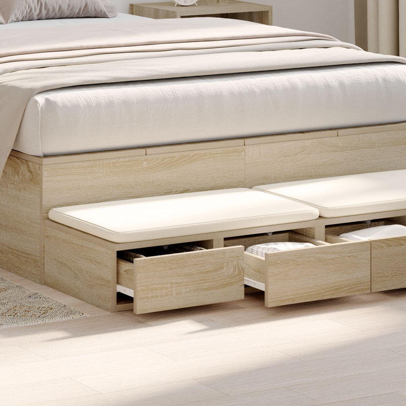 Underbed Storage Drawers, Sonoma Oak, 16.5 H x 120 L x 36.5 W cm