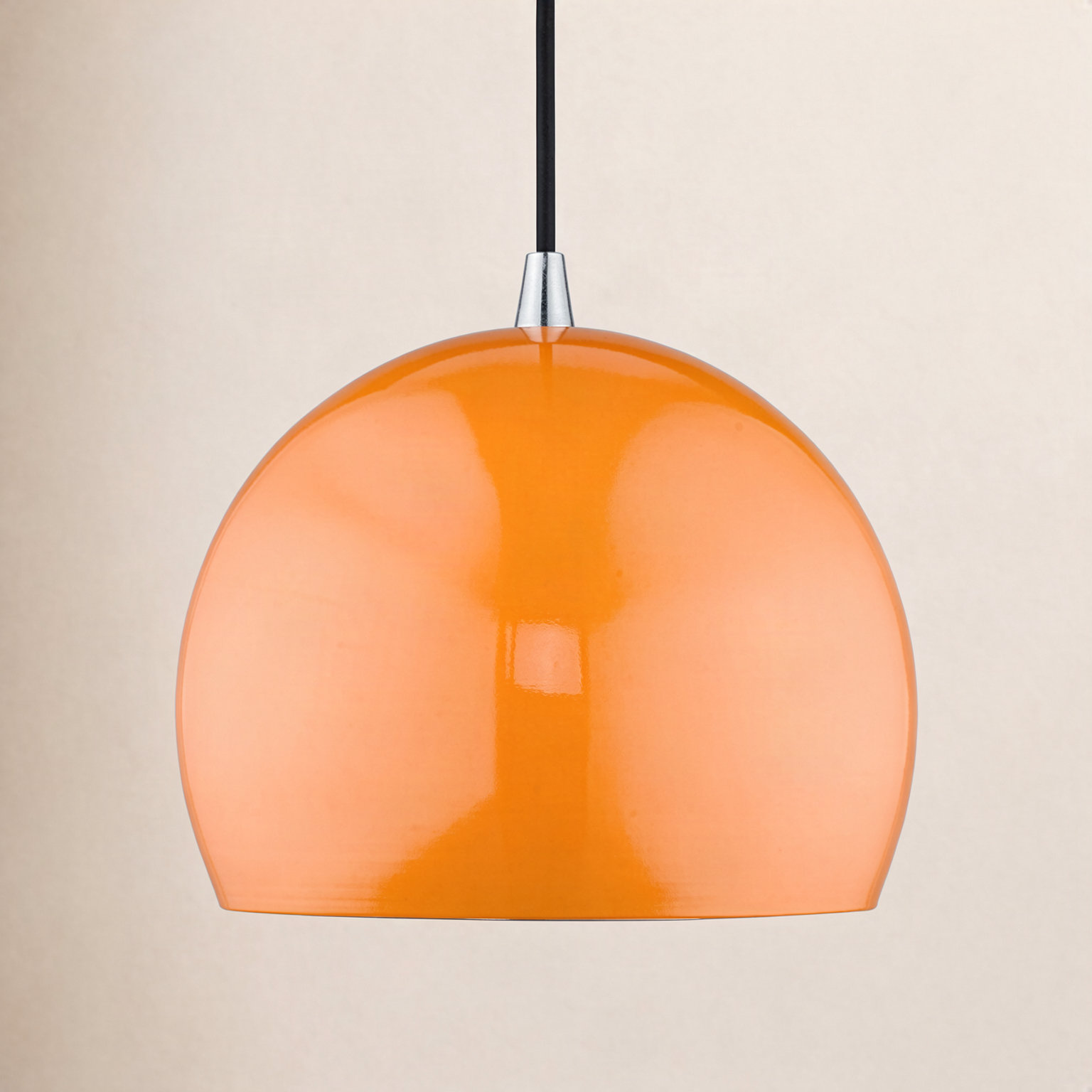 Schultz Dimmable Globe Single Light Pendant, Shiny Orange