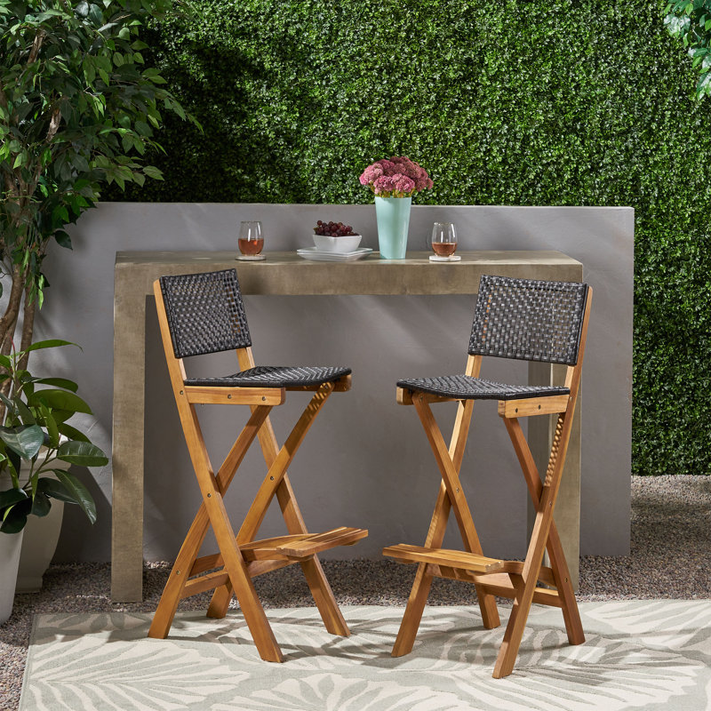 Kaylor Outdoor 31.5'' Bar Stool, Teak
