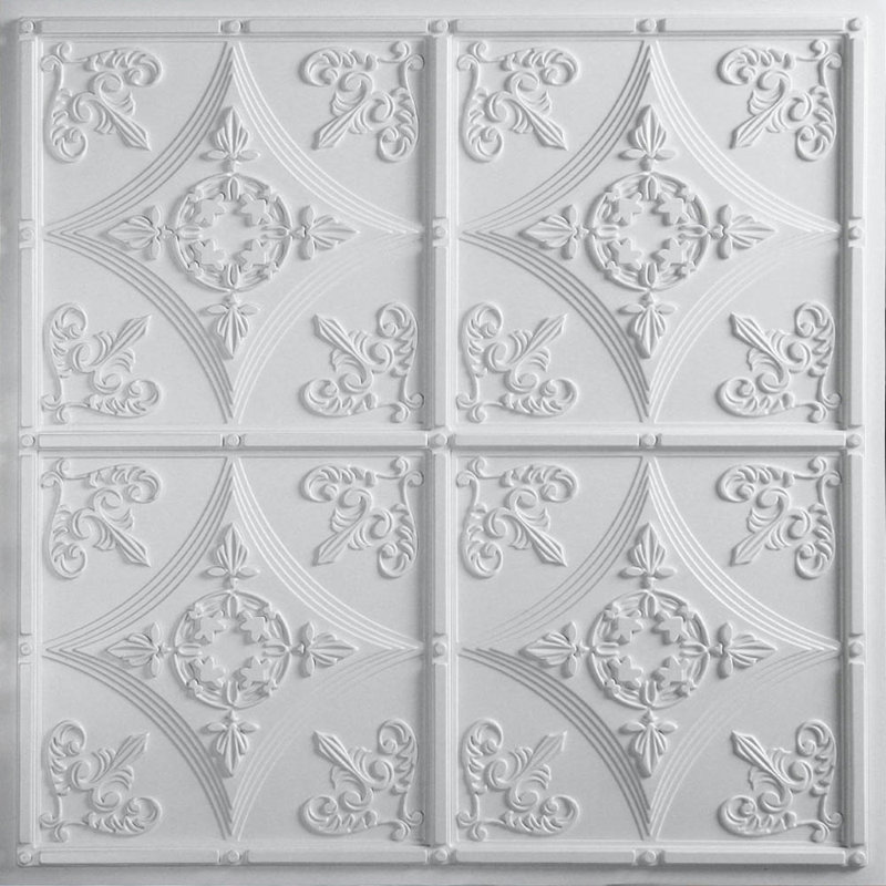 Basilica 23.75'' L x 23.75'' W Textured Vinyl Ceiling Tile In White