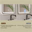 Miroir de salle de bain pour salle de bain avec lumière pour cadre intelligent DEL 36 x 28 Miroir de maquillage pour dessus d'évier à intensité variable 3 couleurs avec fonction de mémoire anti-buée verticale et horizontale
