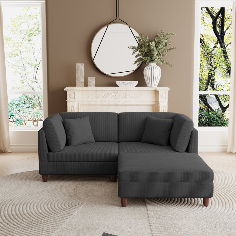 Seemab Reversible Modular Corner Sofa, Grey