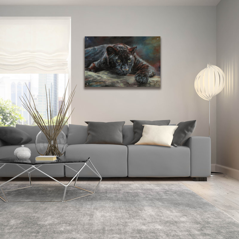 Bungalow Panthère noire 42 par David Stribble, art mural en verre acrylique, 24 po x 16 po, H 24 po x l 36 po x P 0,2 po