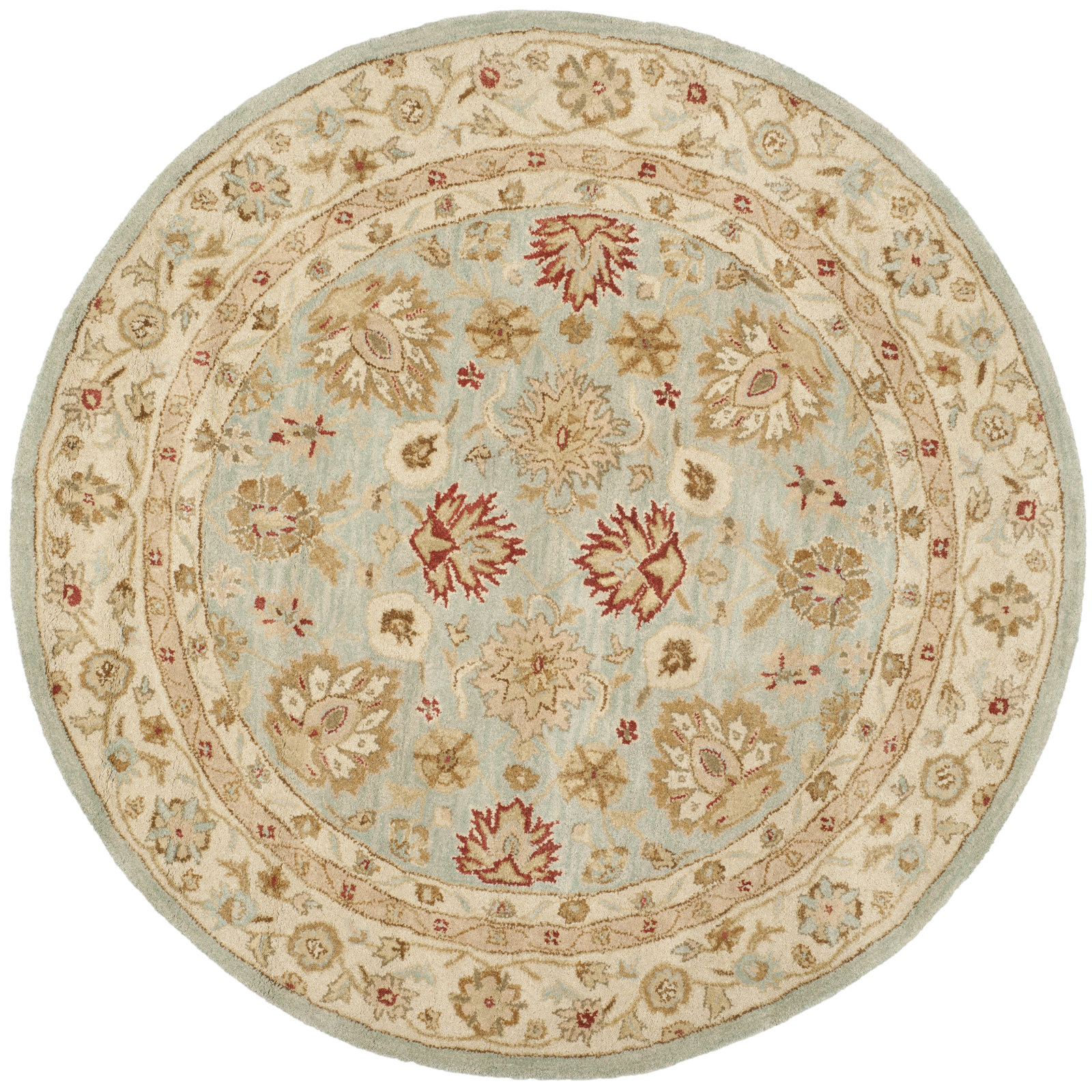 Samuel Gray Blue Beige Hand-Tufted Wool Rug, Round 10'