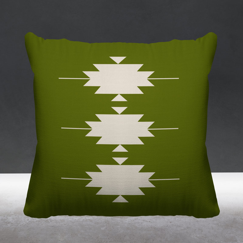 Coussin intérieur / extérieur Sike Southwestern, L 19 po x H 19 po, Chartreuse