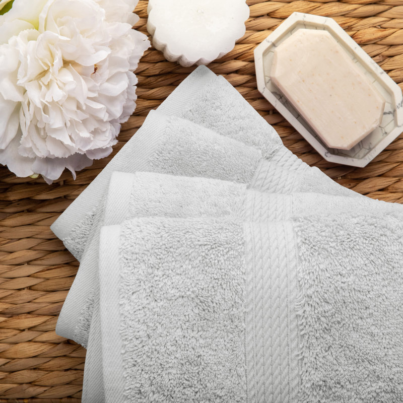 Renata Certified Egyptian Cotton 800 GSM PlushHighly Absorbent Luxury Hand Towels, Silver