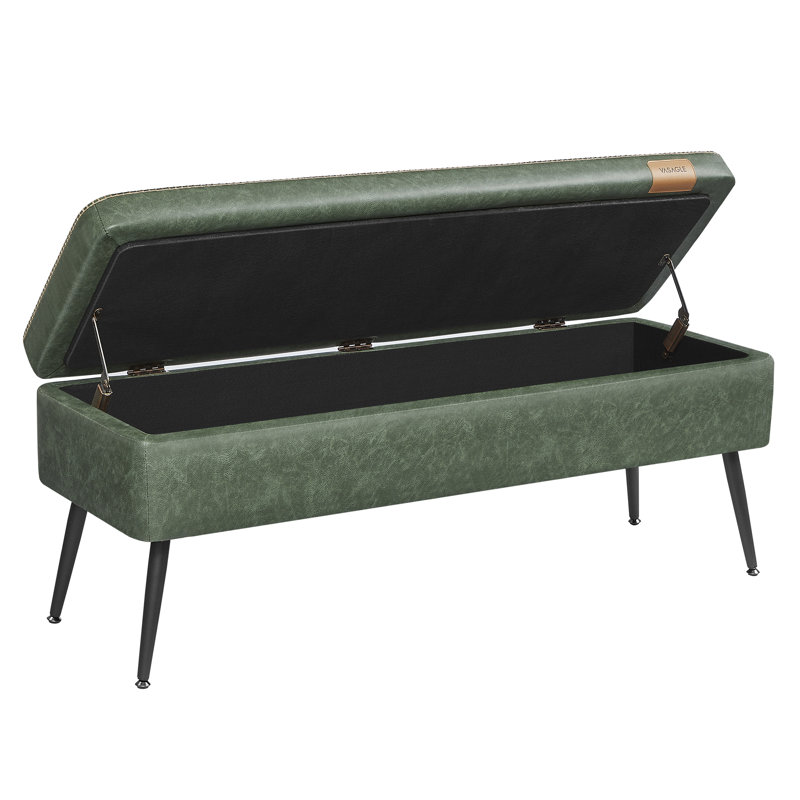 Banc de rangement en cuir, Avancé, Vert forêt