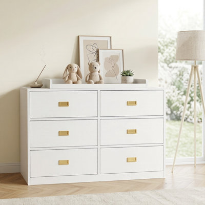 45.3" W Double Dresser With 6 Drawers