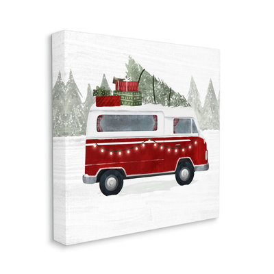Feux de Noël rouges transportant des cadeaux de Noël, art numérique de la giclée noire encadrée par Victoria Borges