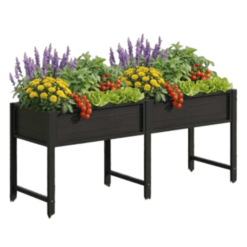 Lit de jardin surélevé pour l'extérieur avec pattes 34 x 18 x 30 po résistant aux intempéries, Noir