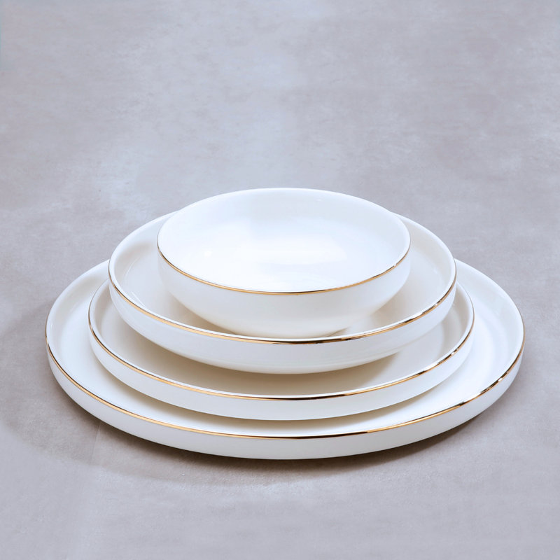 24 Piece Porcelain China Dinnerware Set - Service for 6