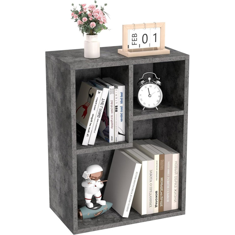 3 Cube Bookcase, Modern Storage for Standard Textbooks, Vertical or Horizontal, Easy to Assemble, Gray