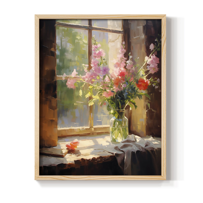 Reproduction encadrée FLORAL Series DCCLxxxi - bois massif, Naturel, H 11 po x l 9 po