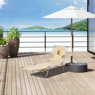 Chaise longue de plage pliante avec trou pour le visage, dossier réglable à 5 niveaux et poche de rangement