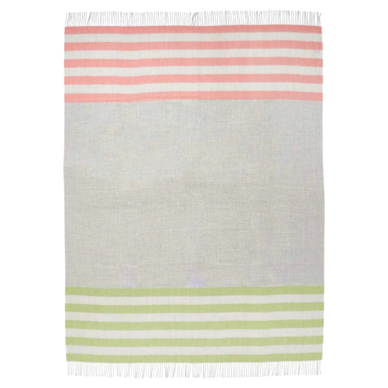 Jeté réversible gris en laine tissée rayée