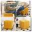Repose-pieds jaune en velours côtelé carré avec repose-pieds doux et confortable avec mousse haute résilience pour le salon et la chambre à coucher
