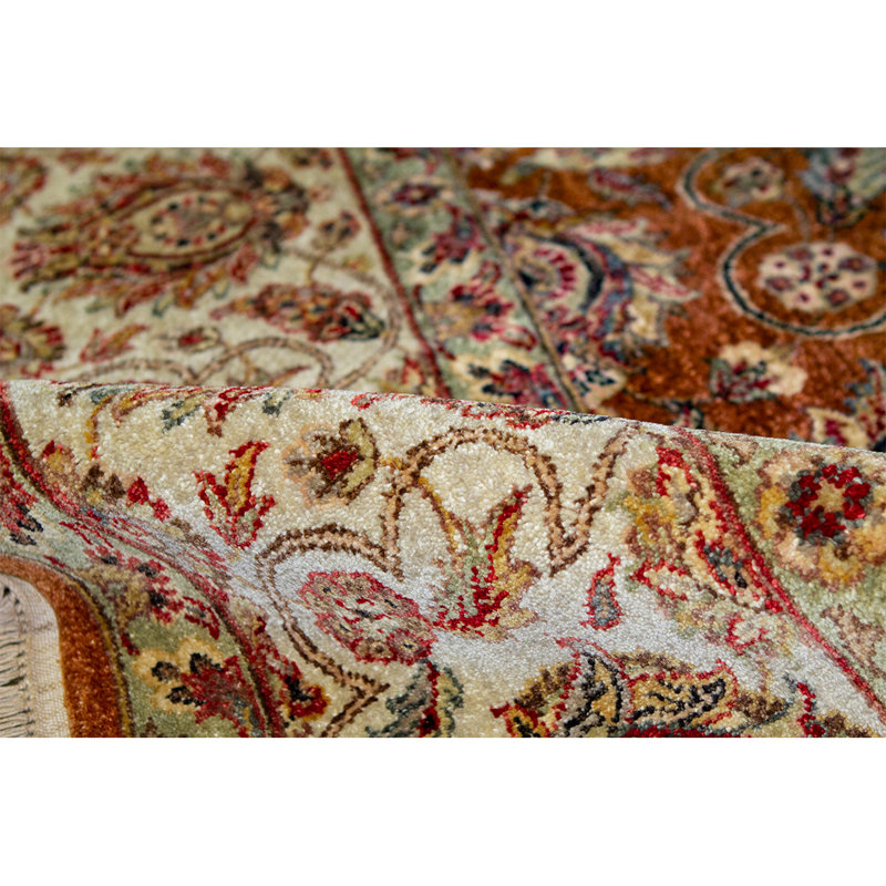 Wool Oriental Area Rug in Rust/Ivory