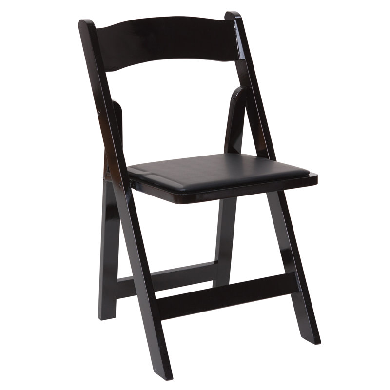 Chaise pliante rembourrée en vinyle Classic, Noir