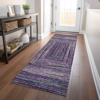 Machine Washable Indoor/Outdoor Xhevrie ACN1725 Purple Rug