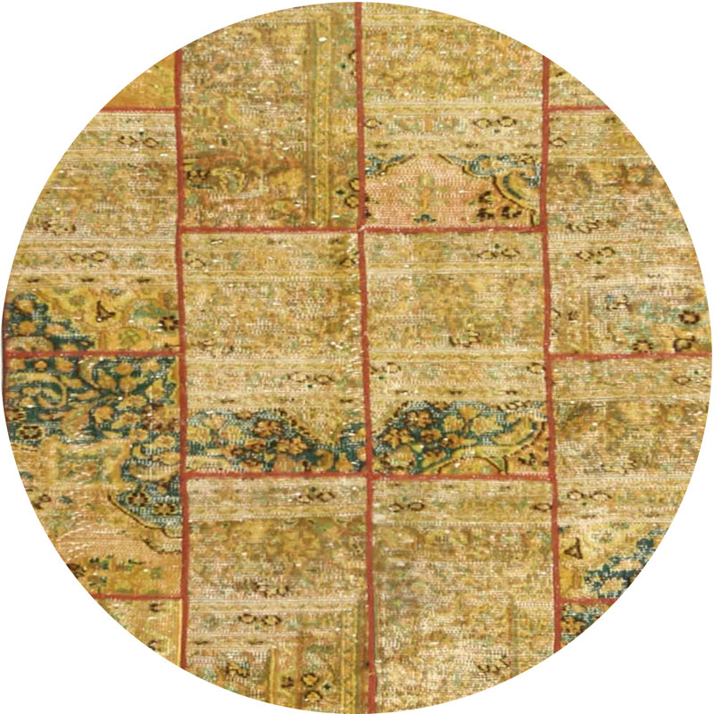 Tapis de zone jaune contemporaine, Rond 7 pi