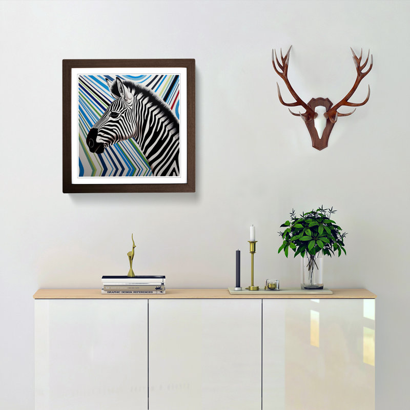 Zebra Op Art - Framed Print, Walnut Framed