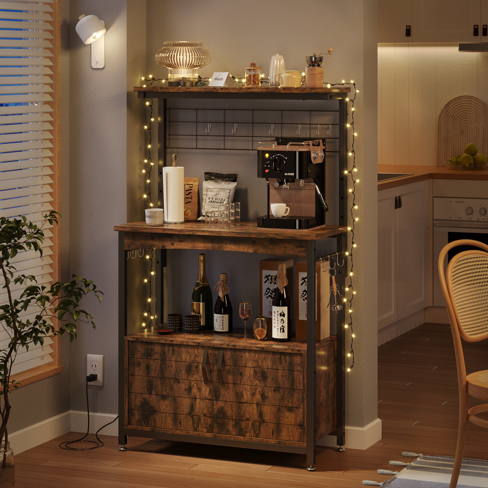 17 Stories Piercarla 32'' Baker's Rack with Microwave Compatibility for ...