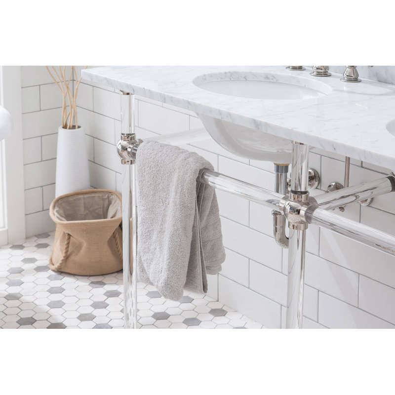 Empire Stone Oval Console Bathroom Sink with Faucet and Overflow, Polished Nickel