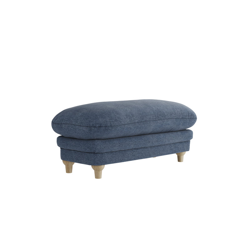 Norborne 113.5cm Wide Rectangle Solid Colour Footstool, Denim Blue
