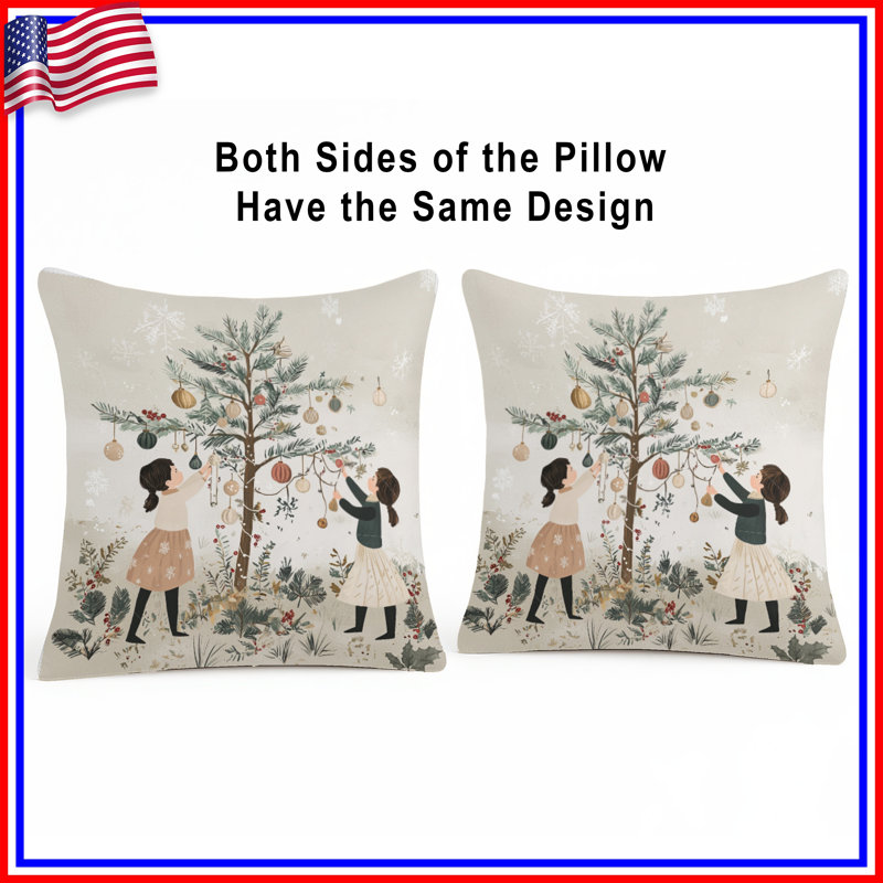 Coussin de Noël, coussins double face des Fêtes, 16 po x 16 po
