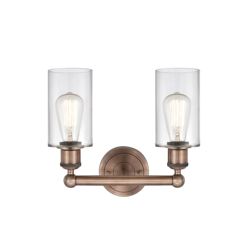 Caldello 2 - Light Dimmable Vanity Light, Clear, Antique Copper