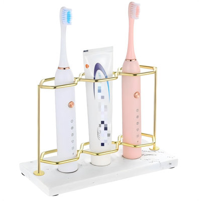 Toothbrush Holder, Resin Electric Toothbrush Holder With 3 Slots 2 Layers, Non-Slip Bathroom Accessories Organizer Toothbrush Toothpaste Razor Cleanse